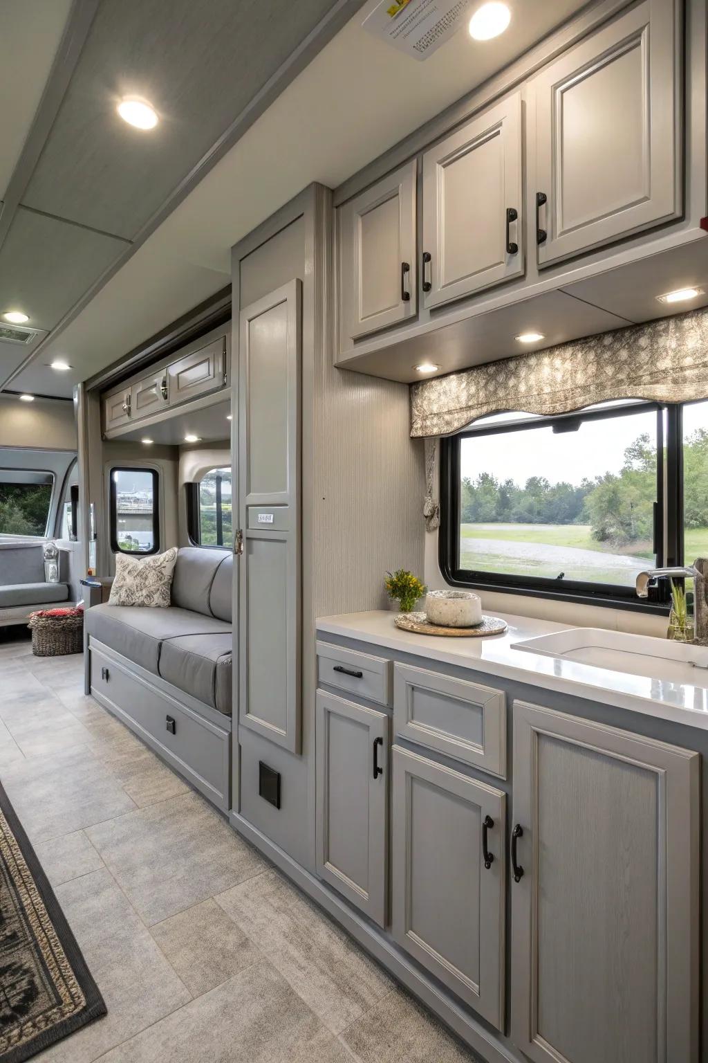 Gray cabinets offer a versatile and elegant canvas.