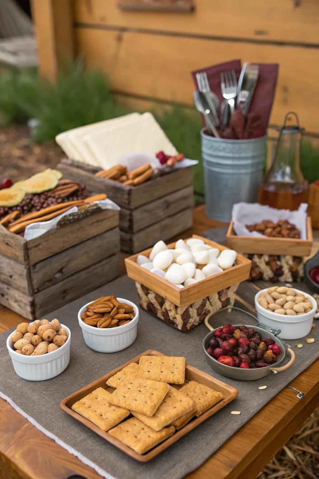An appealing array of camping-themed refreshments.