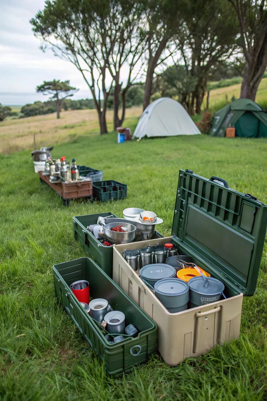 For your mobile cooking station, effective storage options.