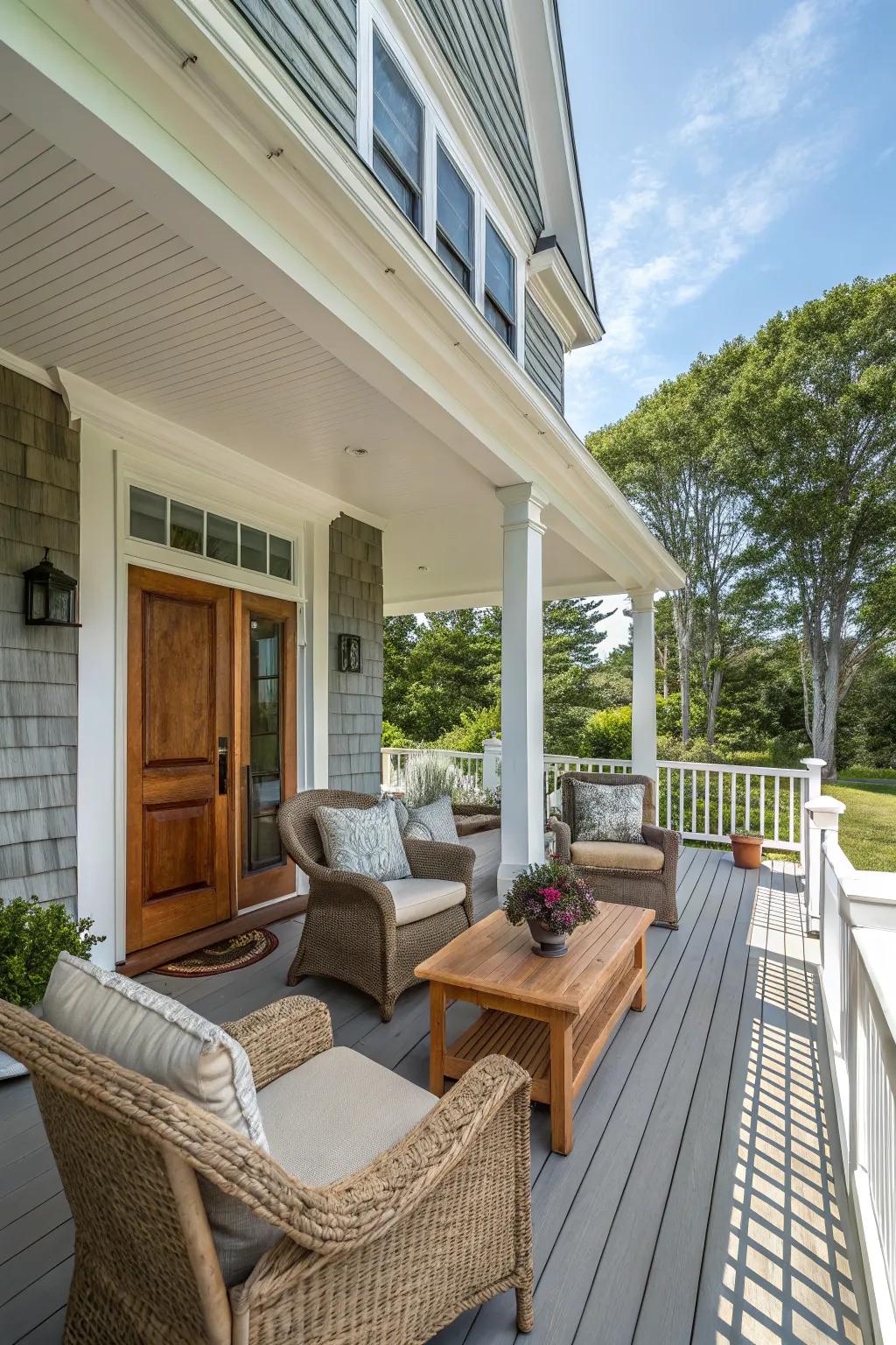 Continuous veranda featuring alluring seating arrangements