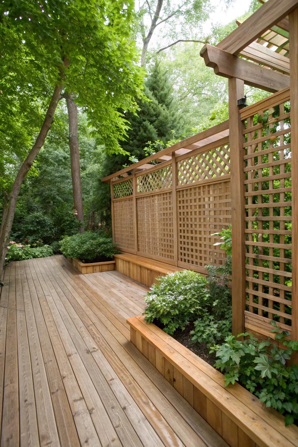 Establish privacy with flair using lattice sections.
