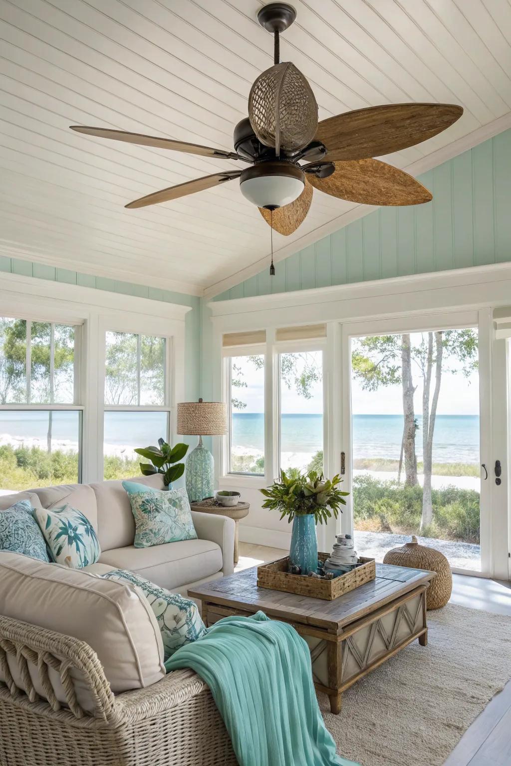 Feel the seashore breeze through a wave-inspired air circulator.