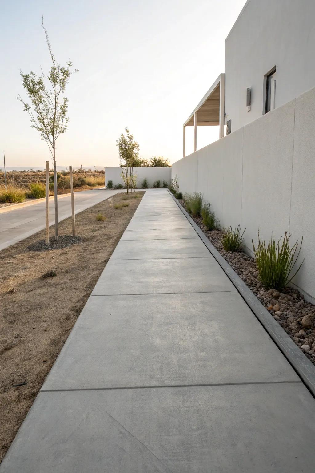 A minimalist concrete walkway radiating elegance and simplicity.