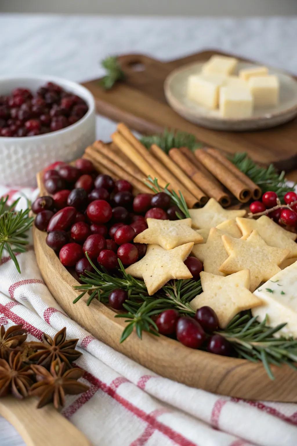 A festive holiday charcuterie board.