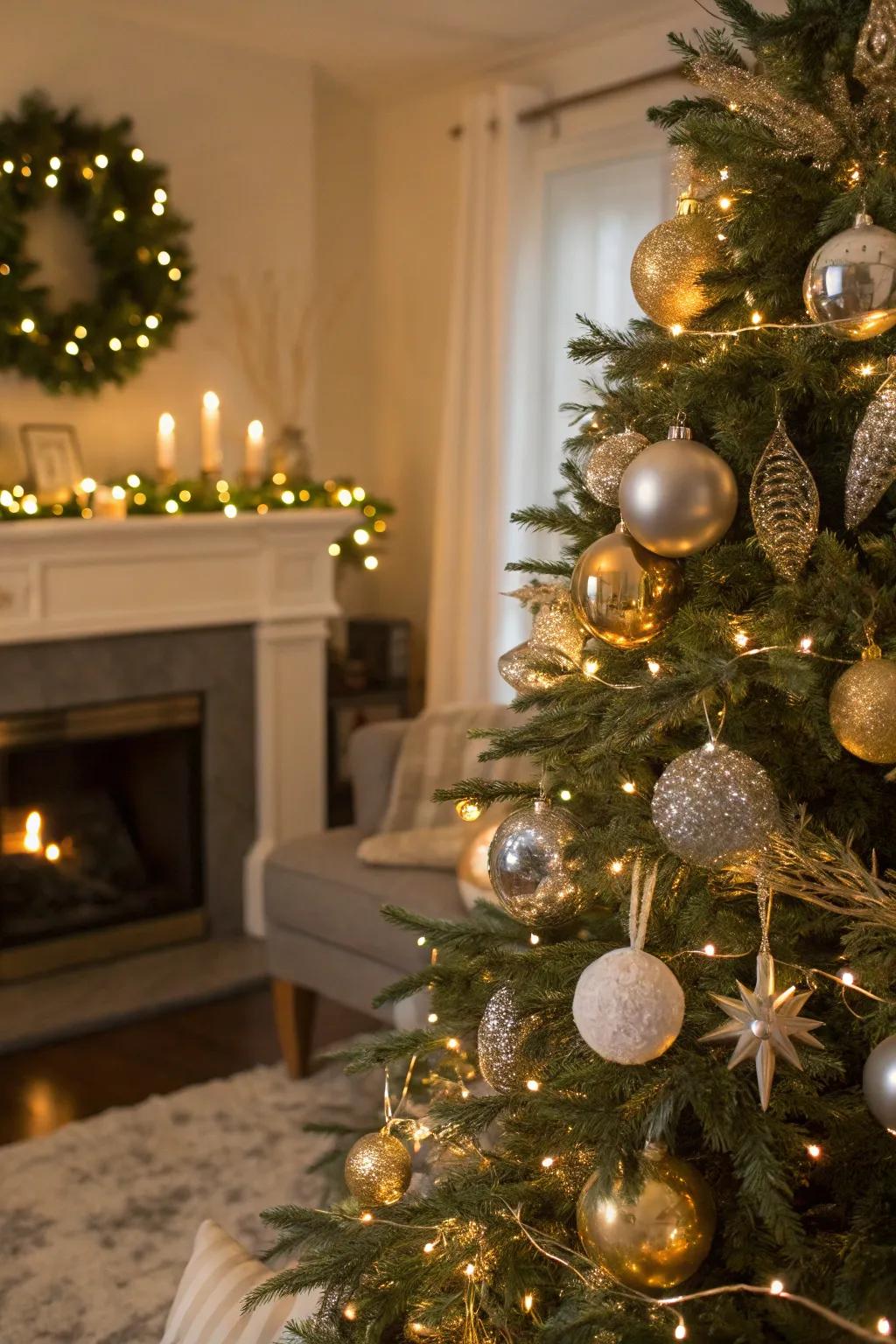 Metallic ornaments introduce a hint of class and brilliance to holiday decorations.