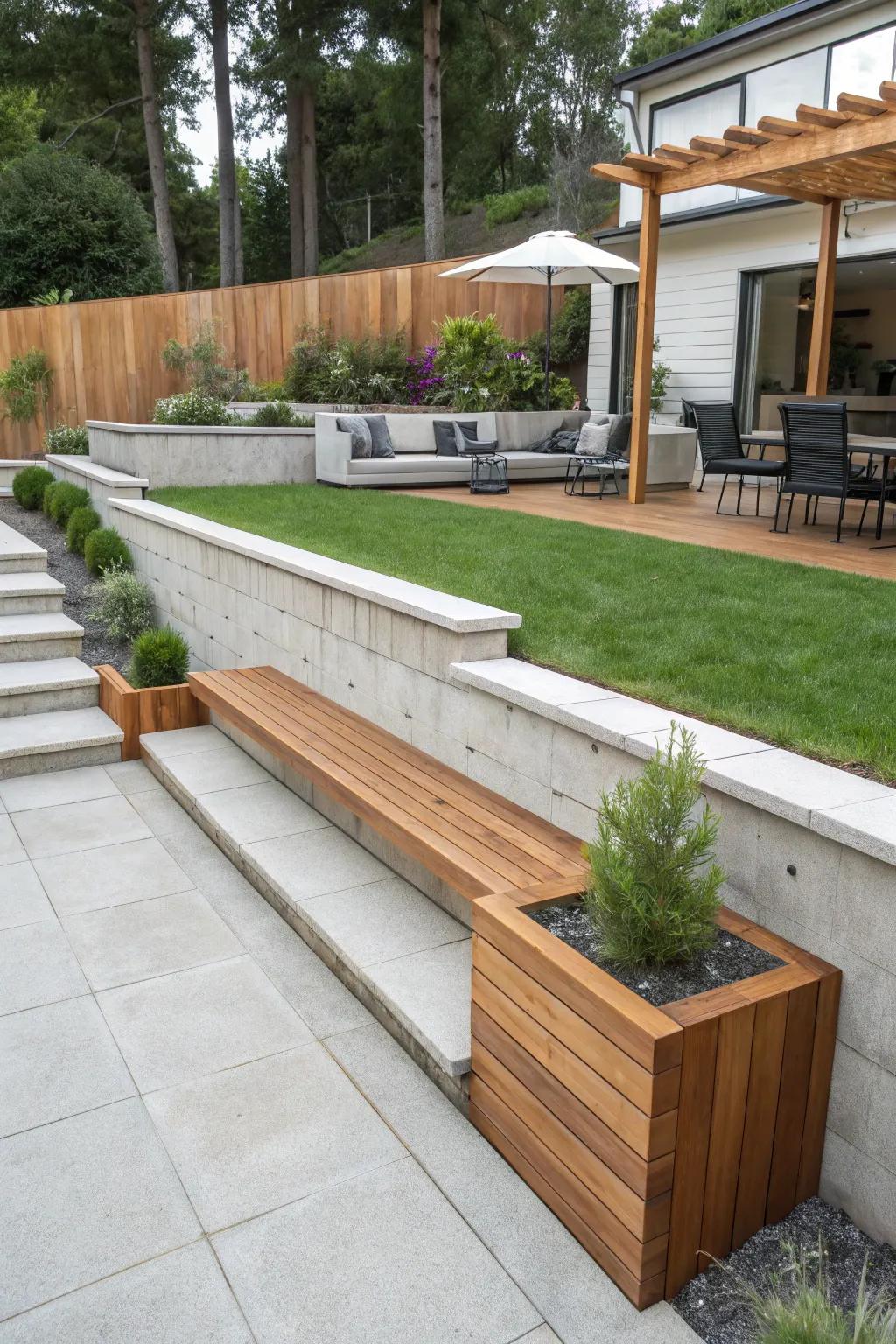 Combining materials produces a distinctive and impressive support structure.