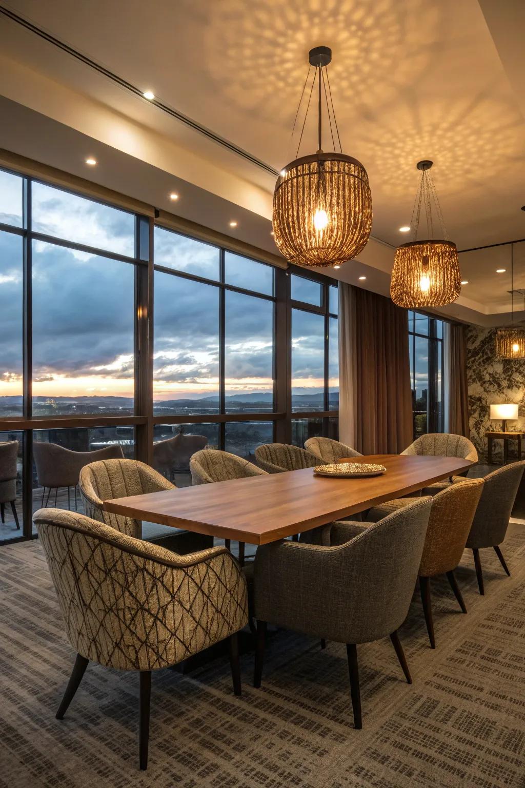 Accent illumination can redefine the vibe of a meeting area.