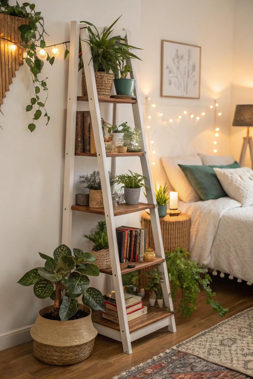 Staircase shelves are a fashionable means to display your items.