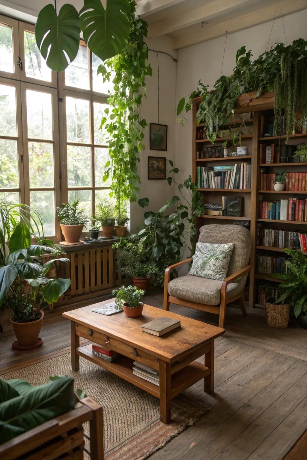 Nature-stimulated elements impart a calming impression to any inviting room.