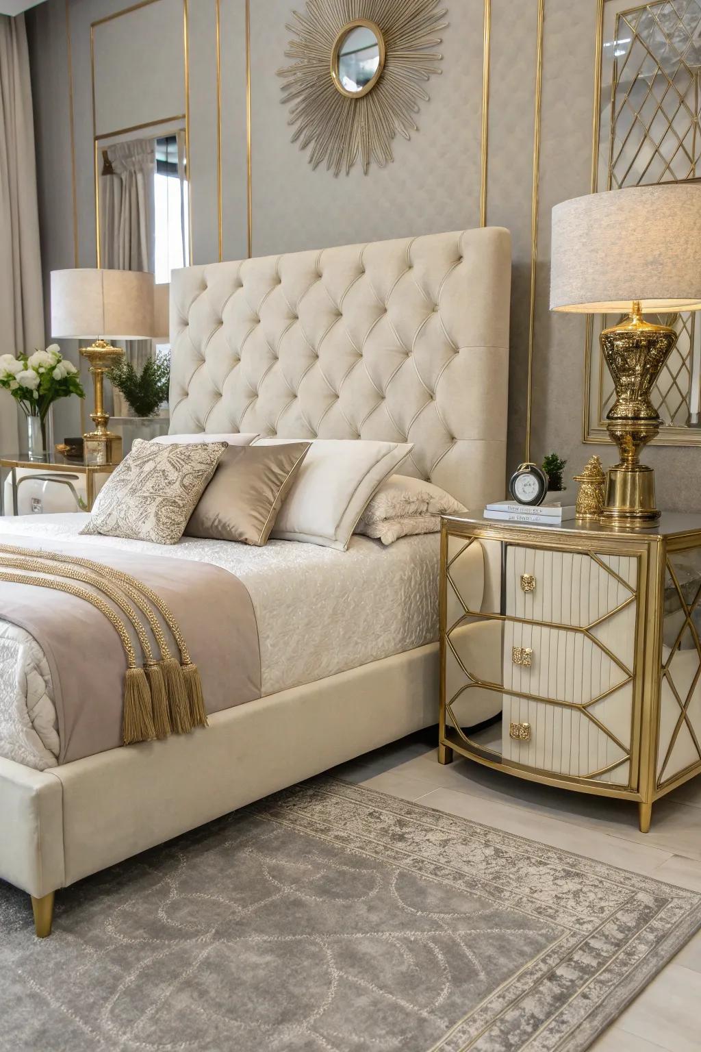 Refined furnishing picks establish the vibe for a sophisticated boudoir.