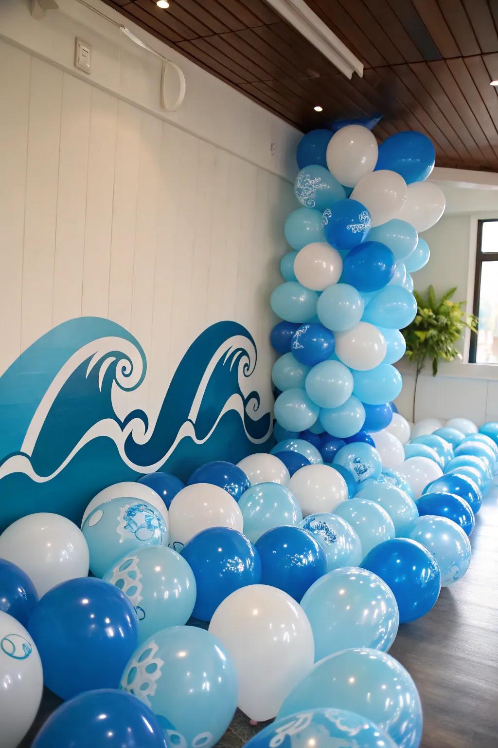 Balloon waves evoke playful oceanic charm.
