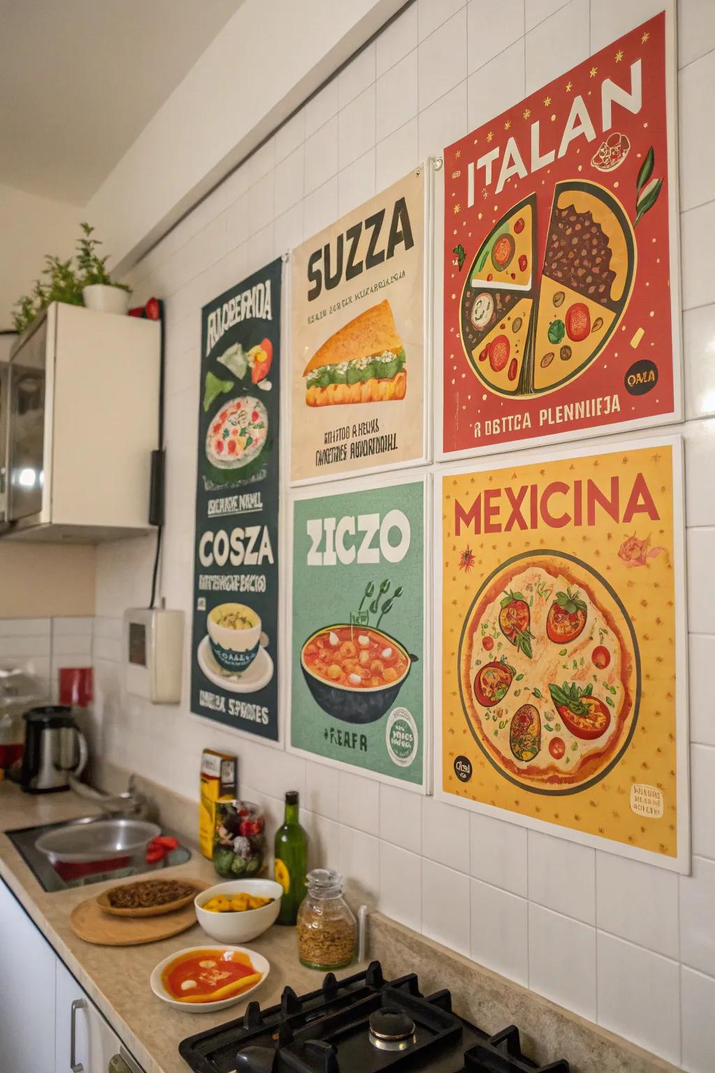 Gastronomic posters inspire culinary explorations.