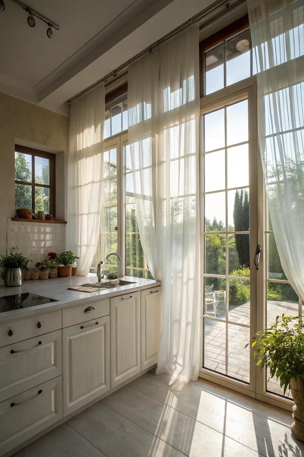 Natural light crafts a welcoming and radiant kitchen atmosphere.