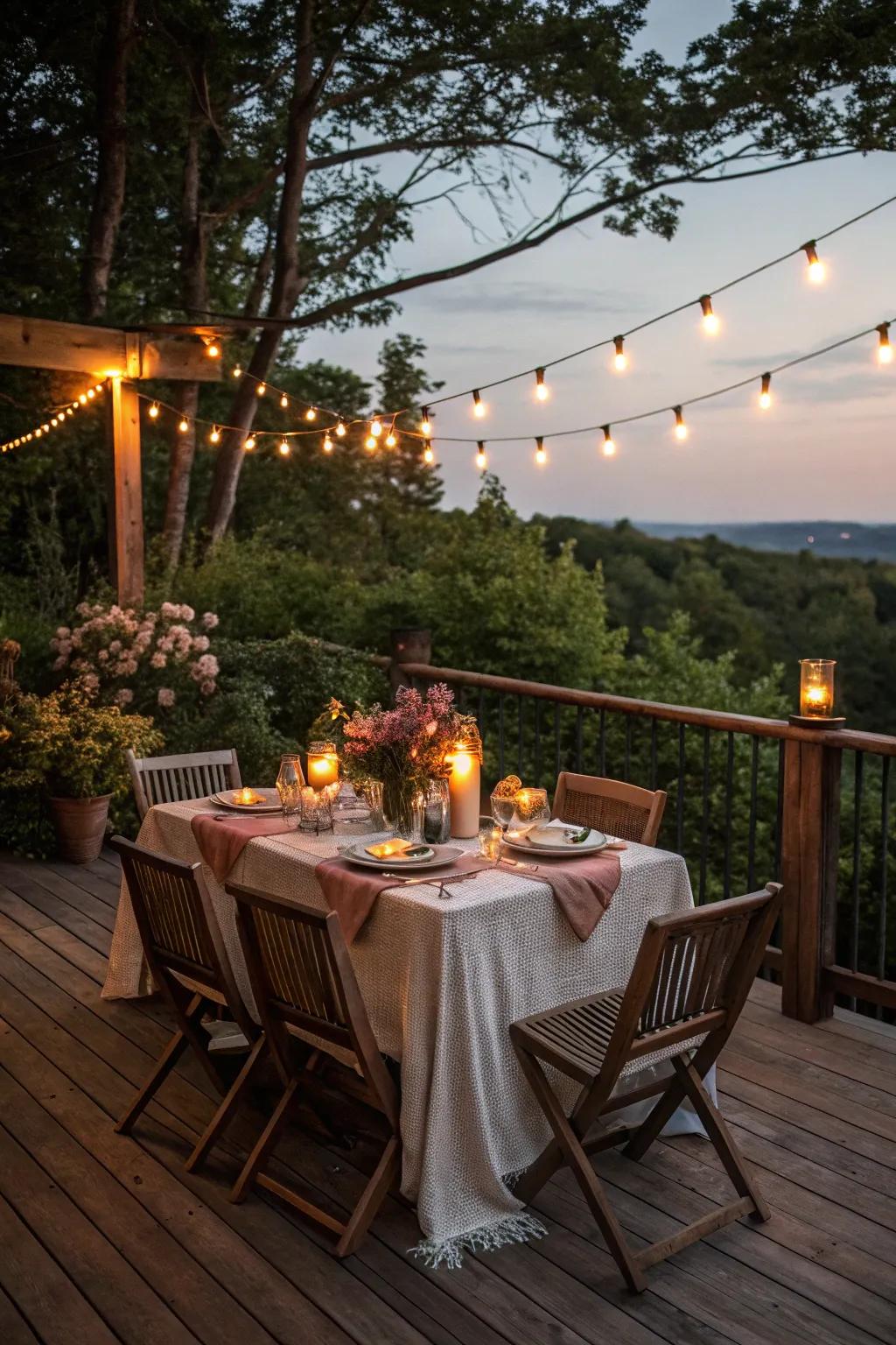 A welcoming arrangement for open-air eating on your deck.