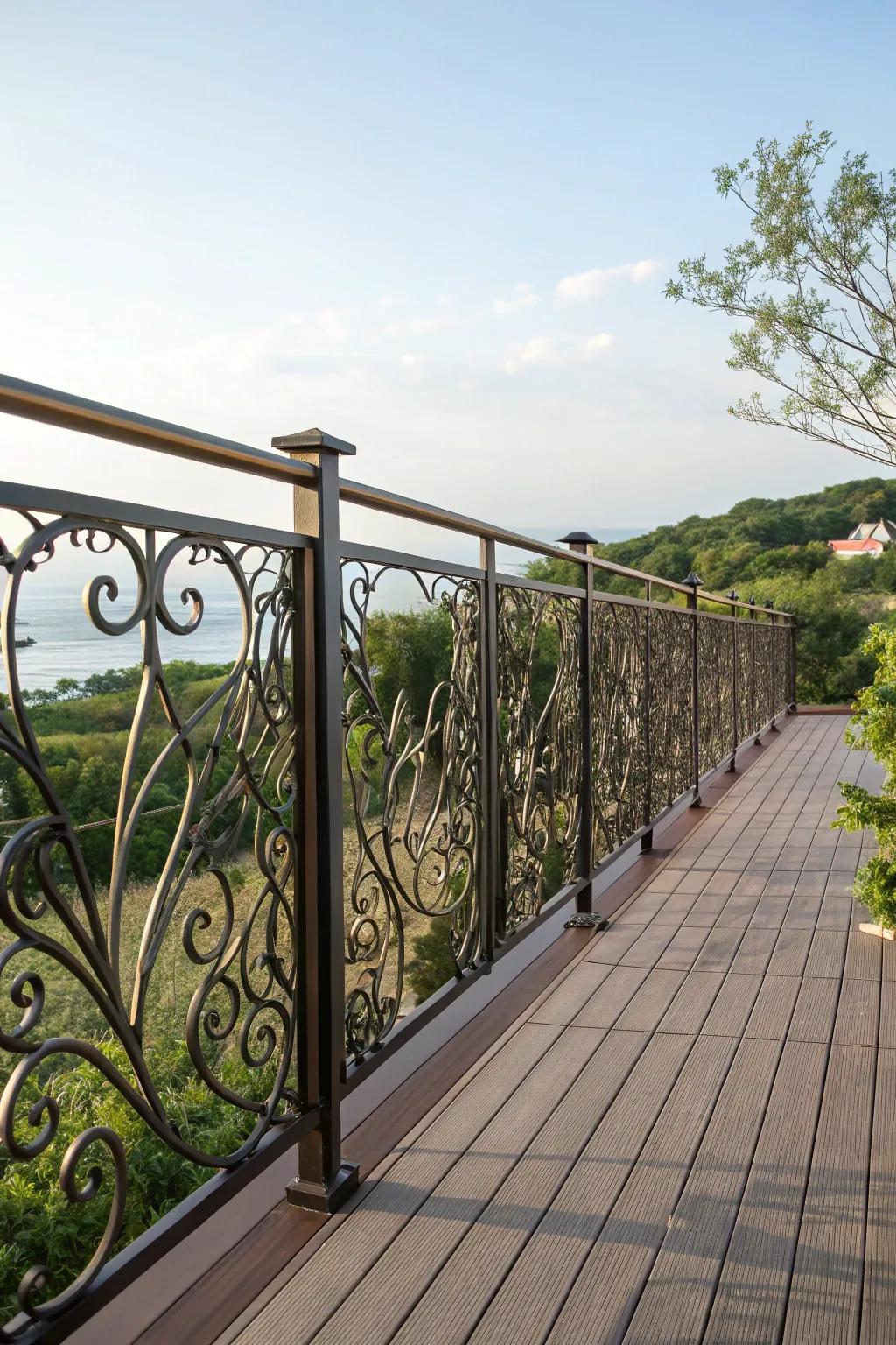 Artistic metal railings add a splash of inventiveness and style.
