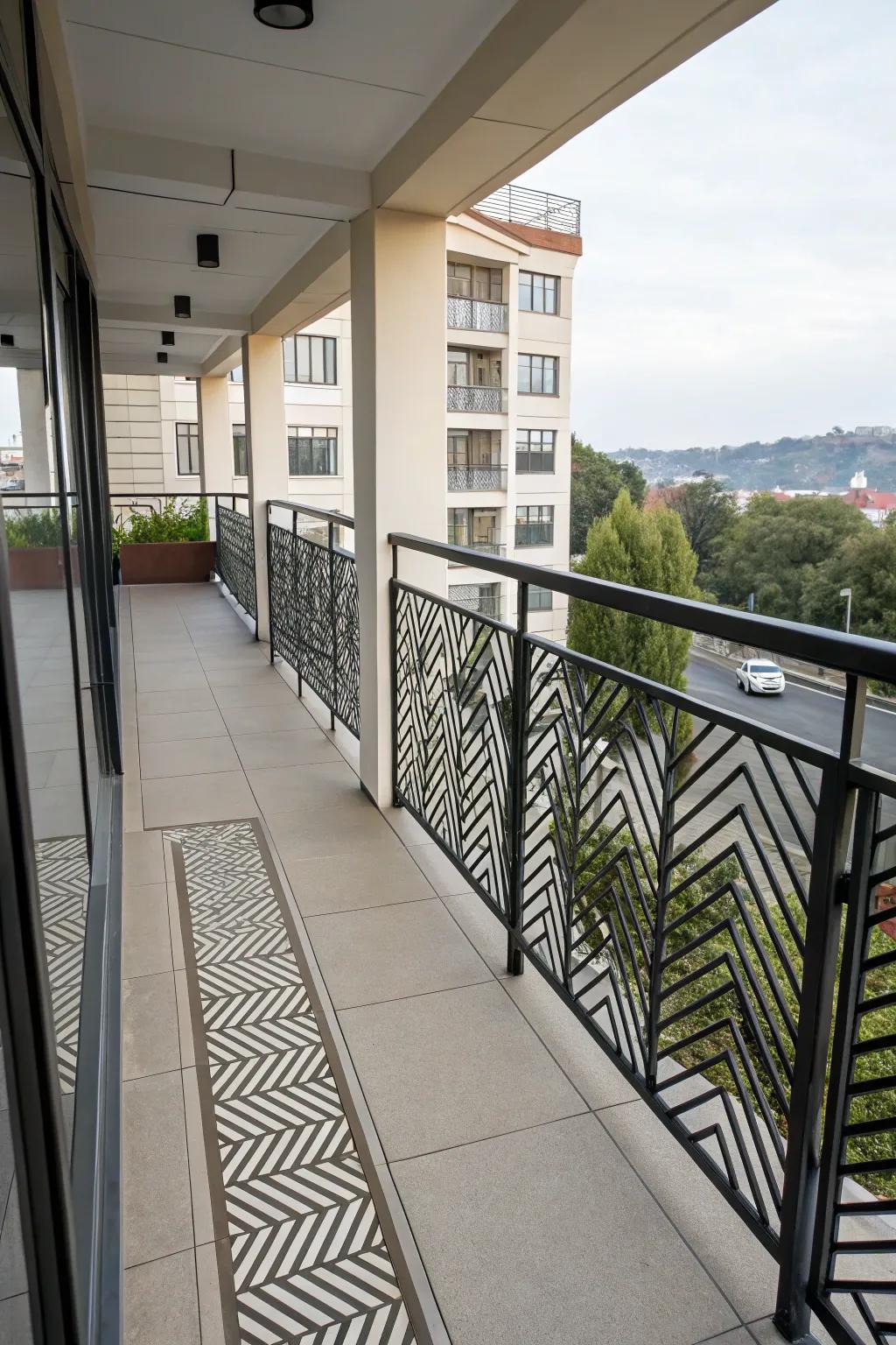 Geometric metal designs create a bold statement.