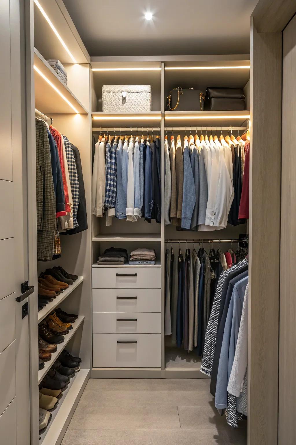Maintain order with clever use of closet dividers.