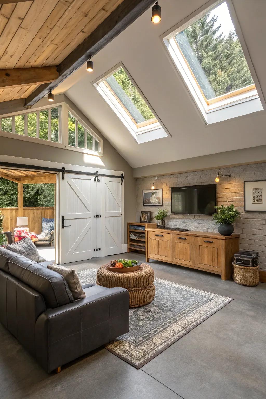 A loft-style living space above your garage—a superb getaway.