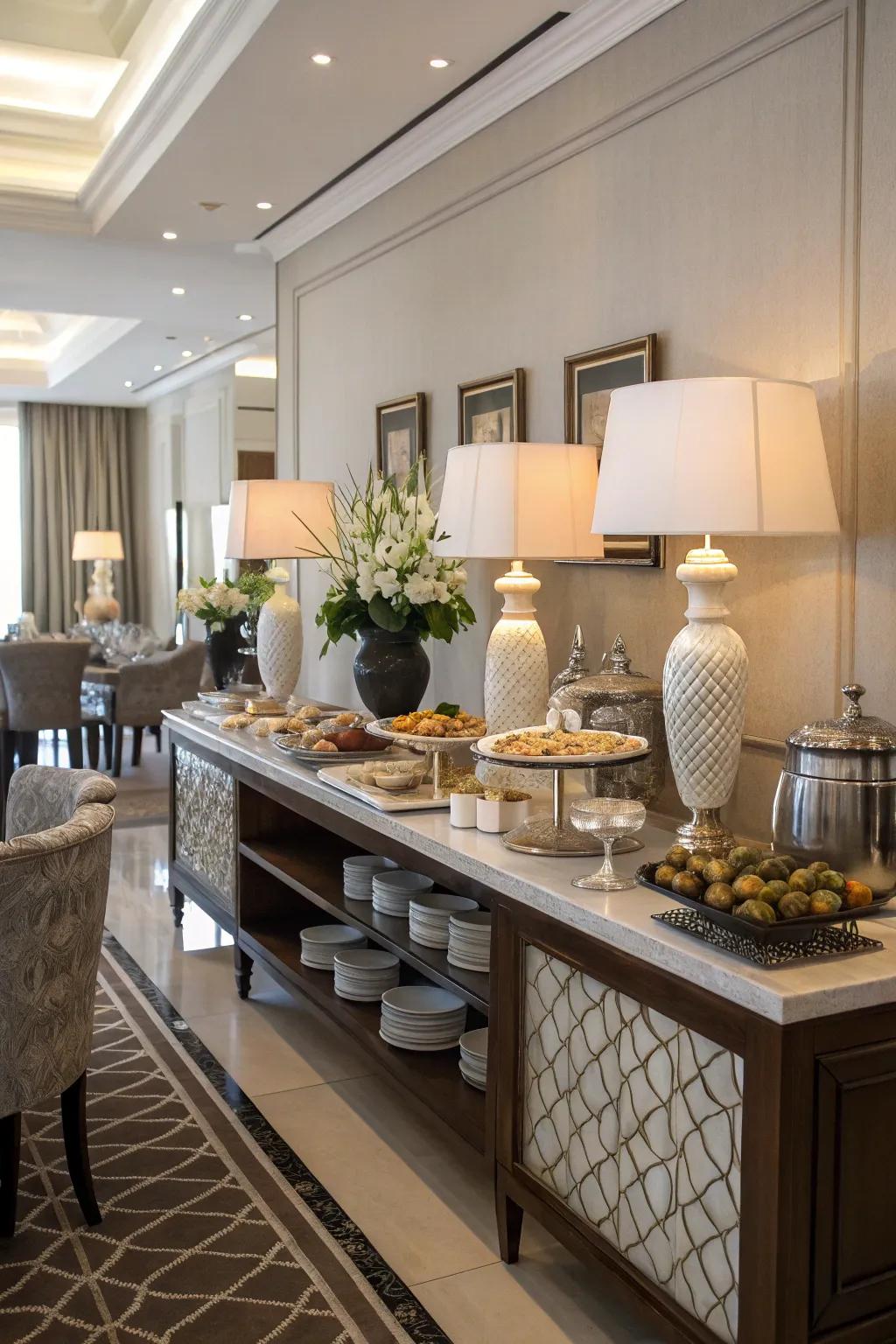 Symmetry imparts refinement and order to this dining buffet.