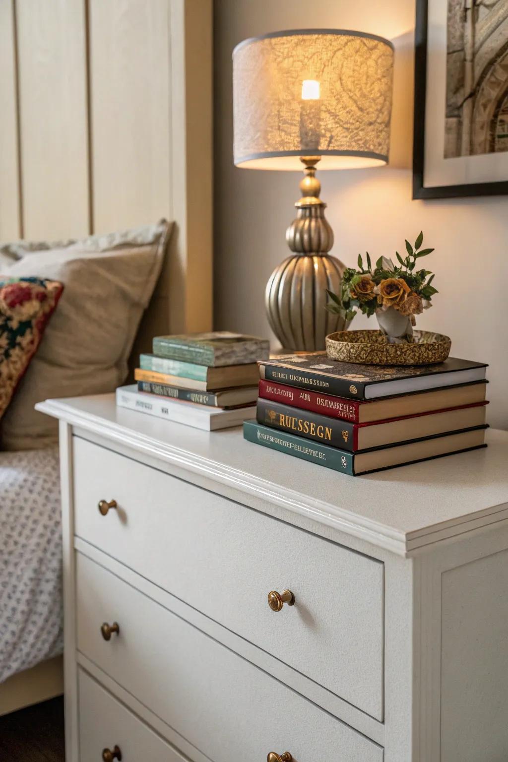 Literary works infuse tiers and intrigue to your dresser.