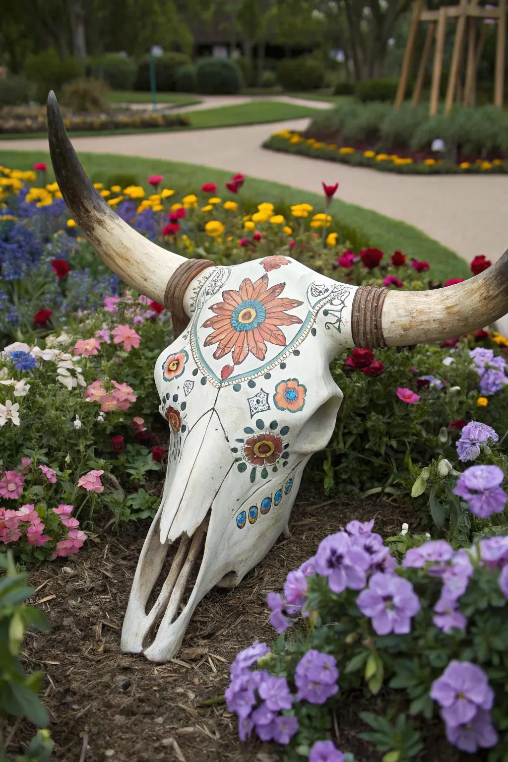 Floral elements introduce a delicate touch to strong decor.