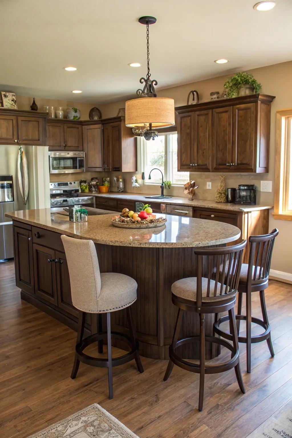 A curved design best for family events.