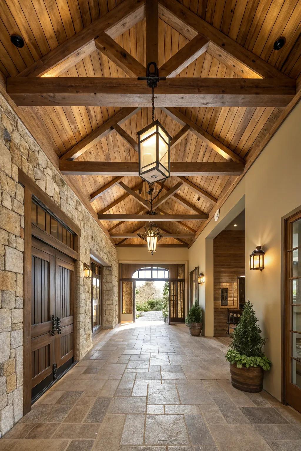 Open joists incorporate charisma and allure into your entryway.