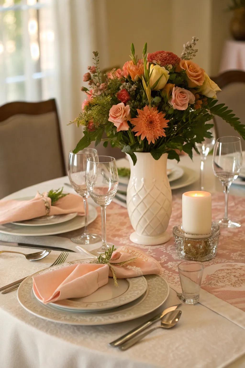Coordinated table settings create a unified aesthetic.