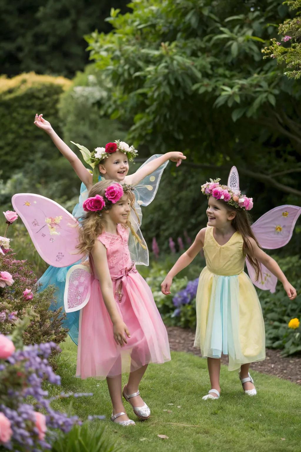 Young attendees in spellbinding fairy garments.