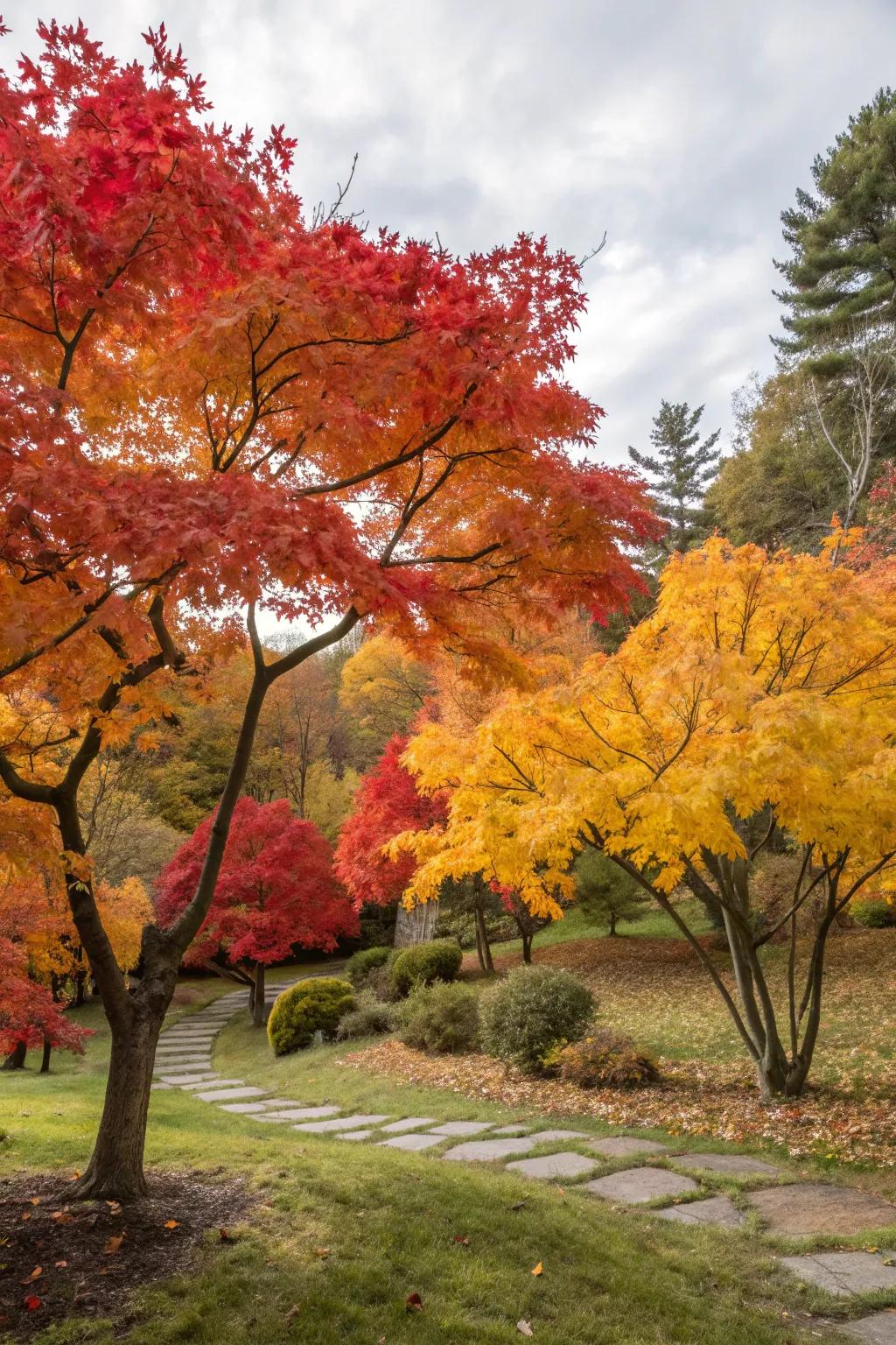 Leafy backdrops bring a dramatic autumn effect.