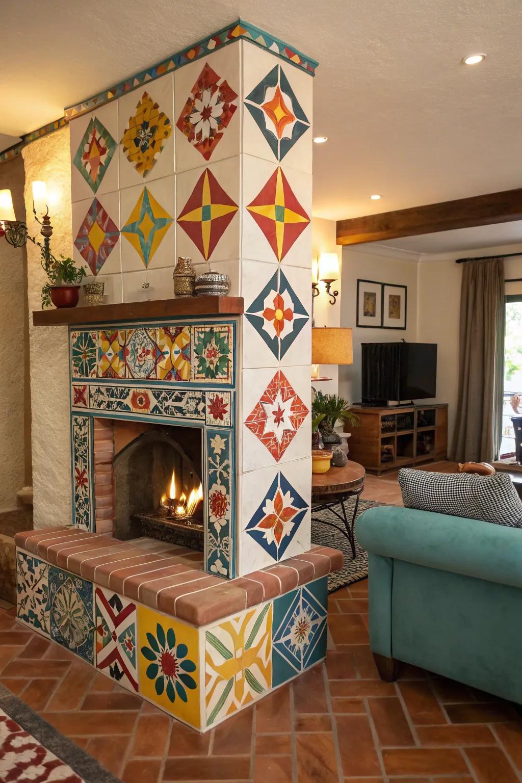 Tiles lend elegance and flair to your fireplace.