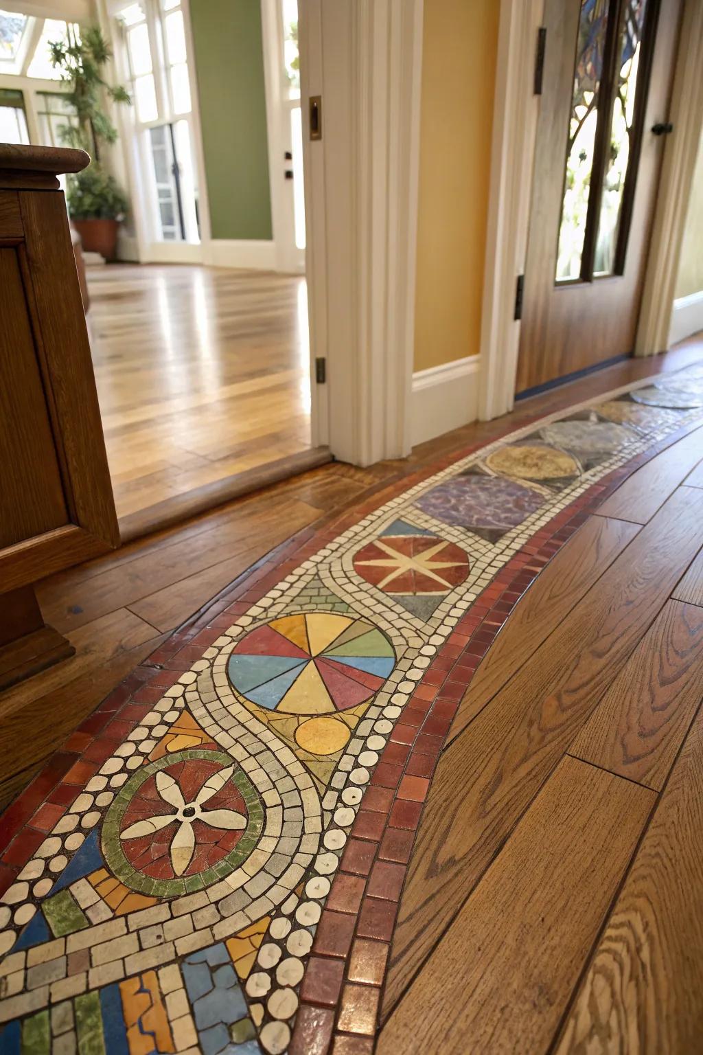 Artistic merge that enhances the floor's artistic appeal.