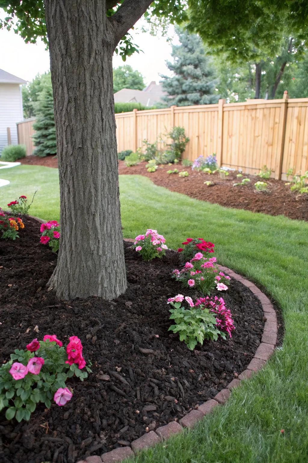 A mulched tree base that heightens both utility and visual appeal.