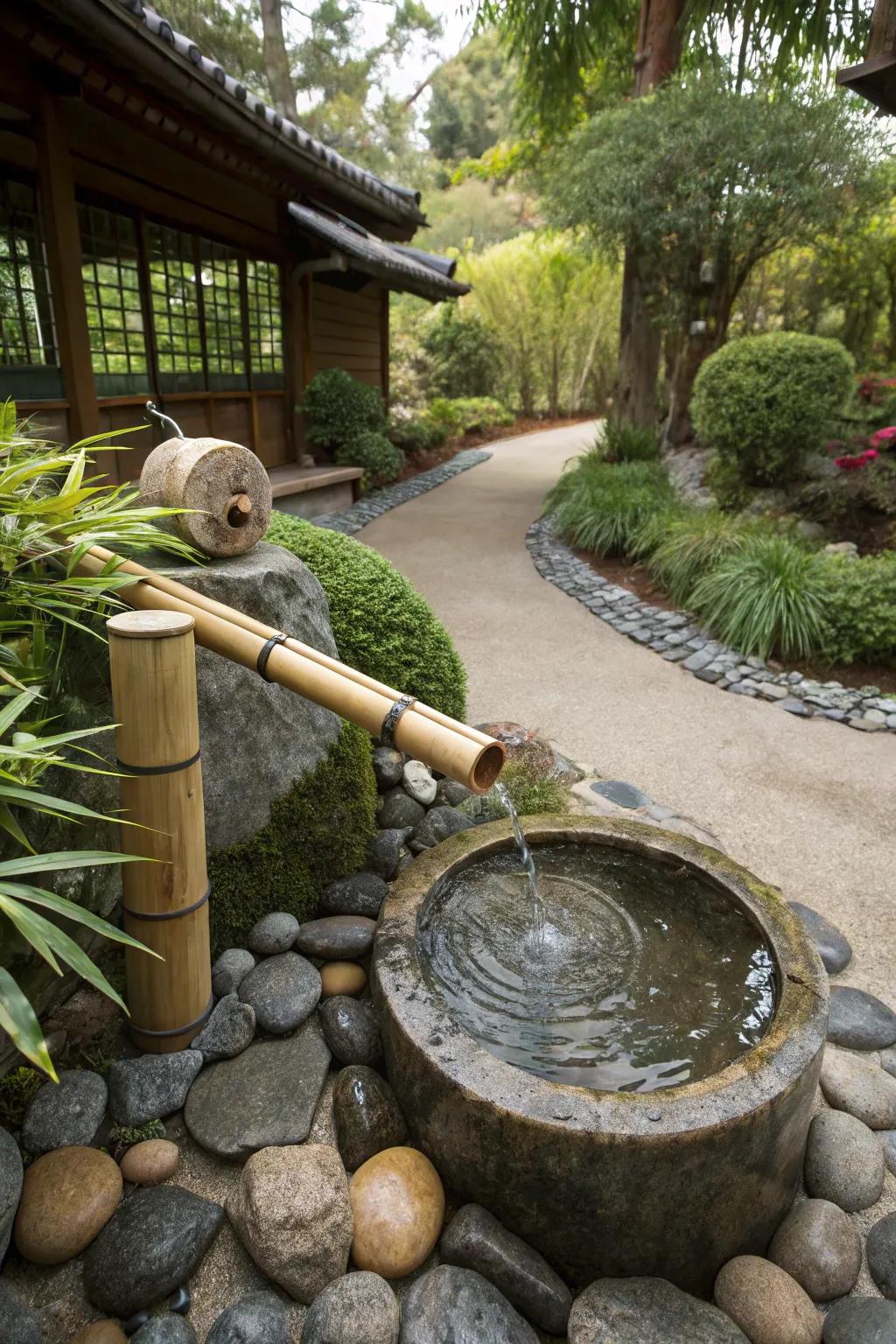Create a peaceful sanctuary with an Asian-inspired water feature.