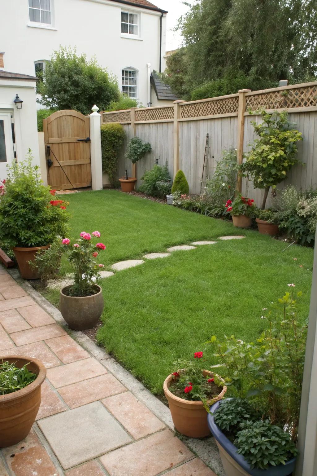 A compact lawn can serve as a tranquil and refreshing element within your garden.