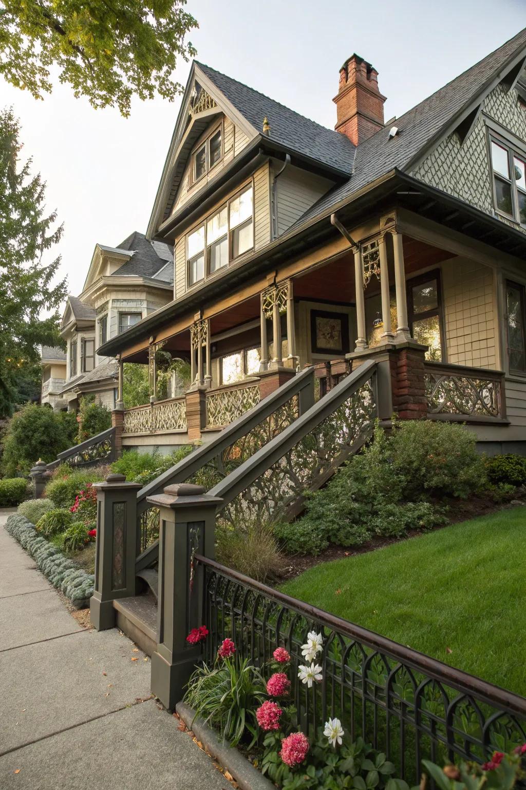 Detailed craftsman railings for a warm greeting