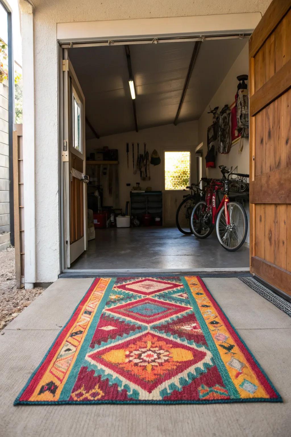 An ornamental rug adds warmth and style to your entryway.