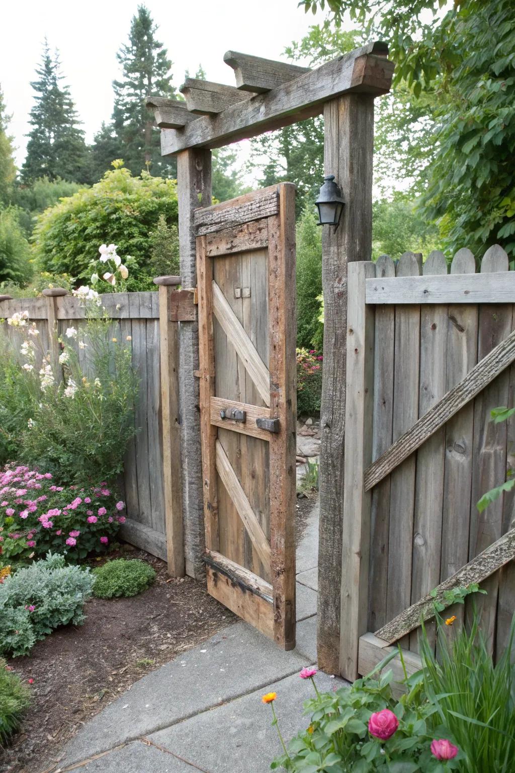 DIY upcycled barn timber gate infuses a bespoke flourish to your garden.