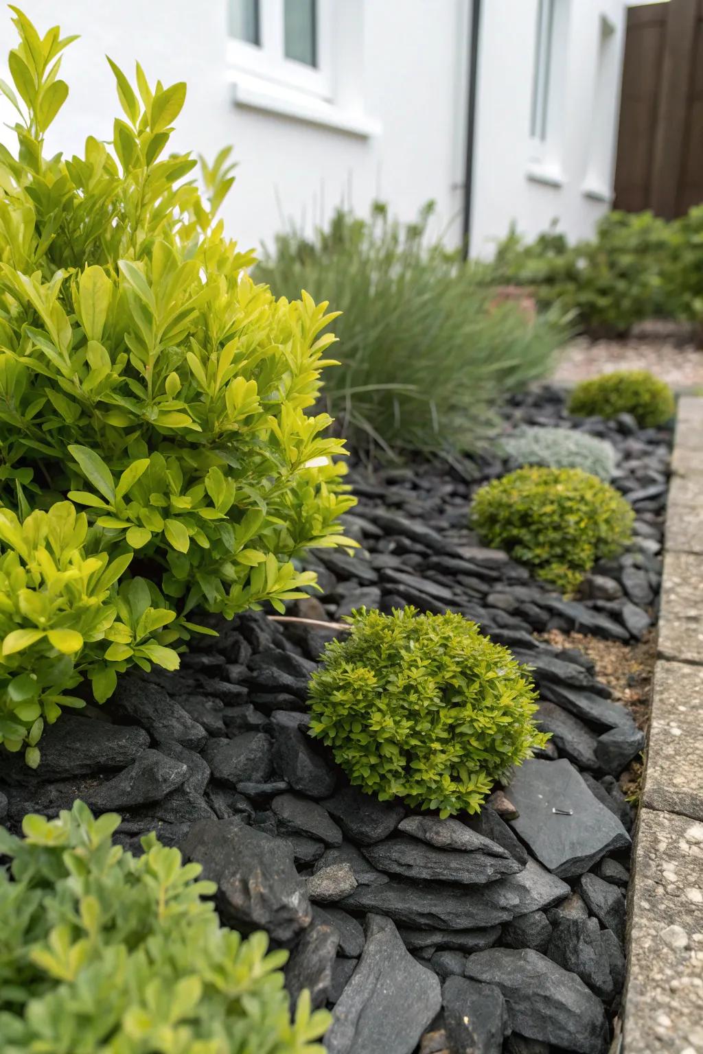 Make your garden's verdant hues explode with contrasting stone fragments.