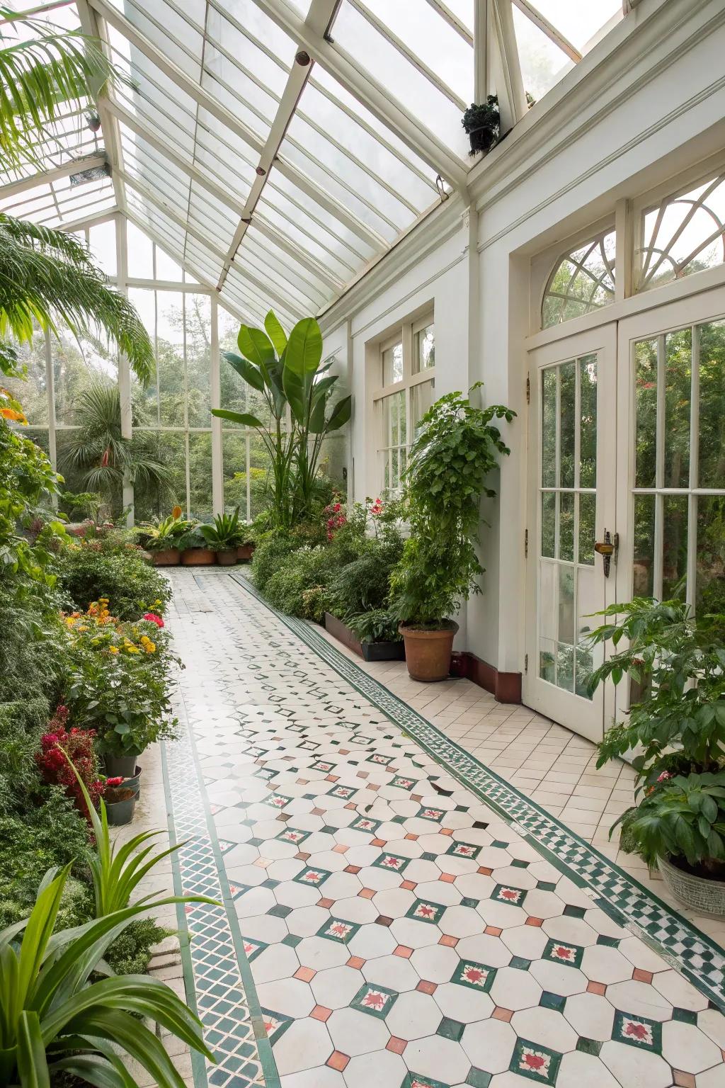 Tiled surfaces contribute a modern touch and facilitate easy cleaning.