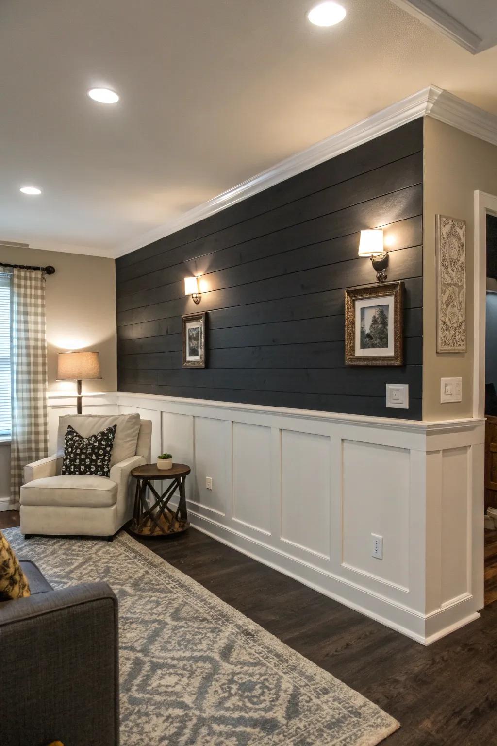 Deep cladding generates striking contrast and depth in a lounge.