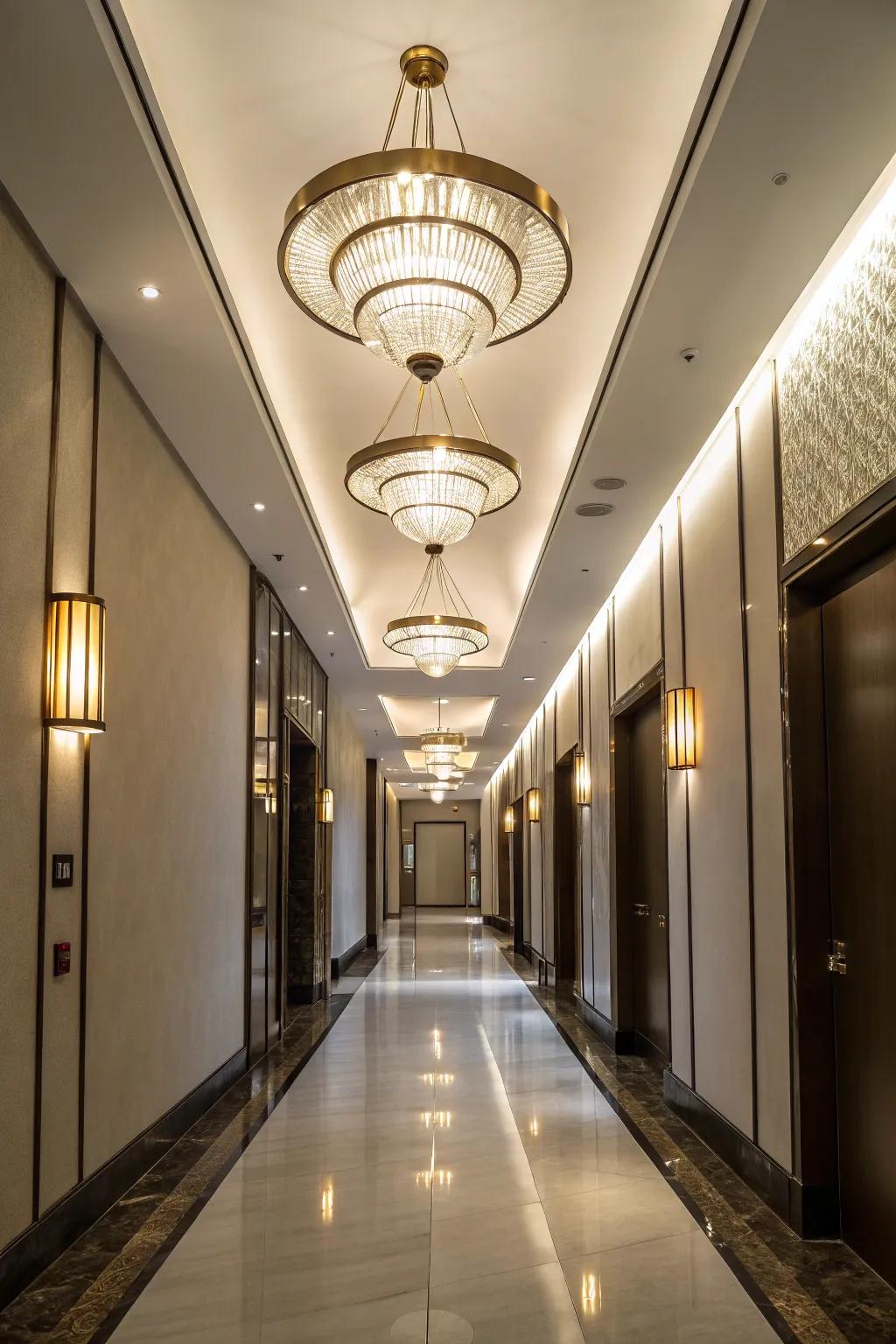 Statement lighting can completely transform the feeling of your hallway.