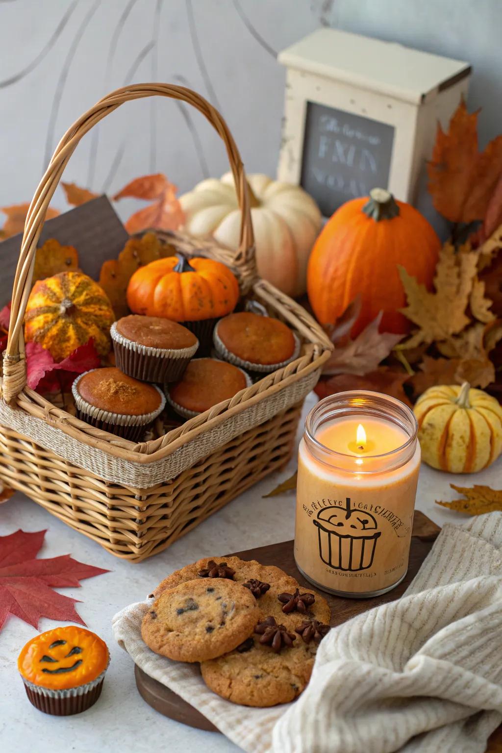 An autumn spice lover's dream in a festive Halloween basket.