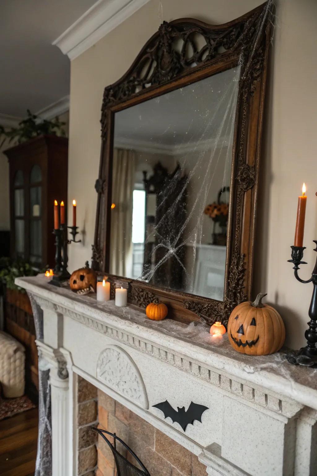 A haunted reflection multiplying the enchantment of Halloween.