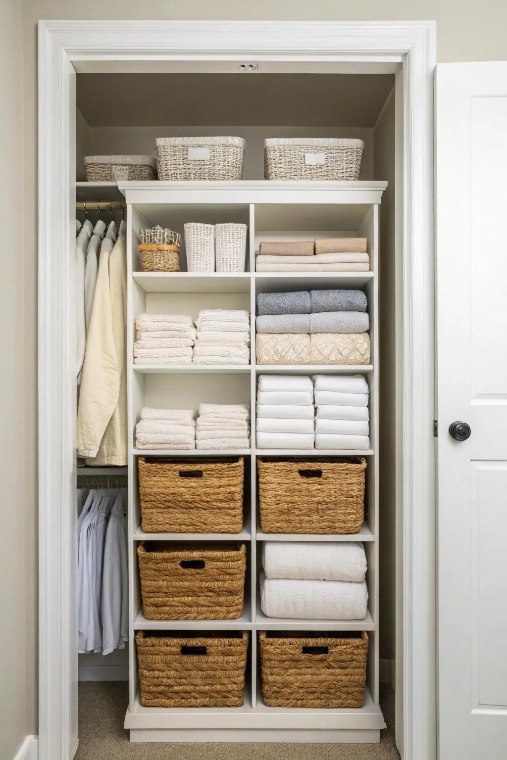 Using the full height of your closet maximizes available storage.