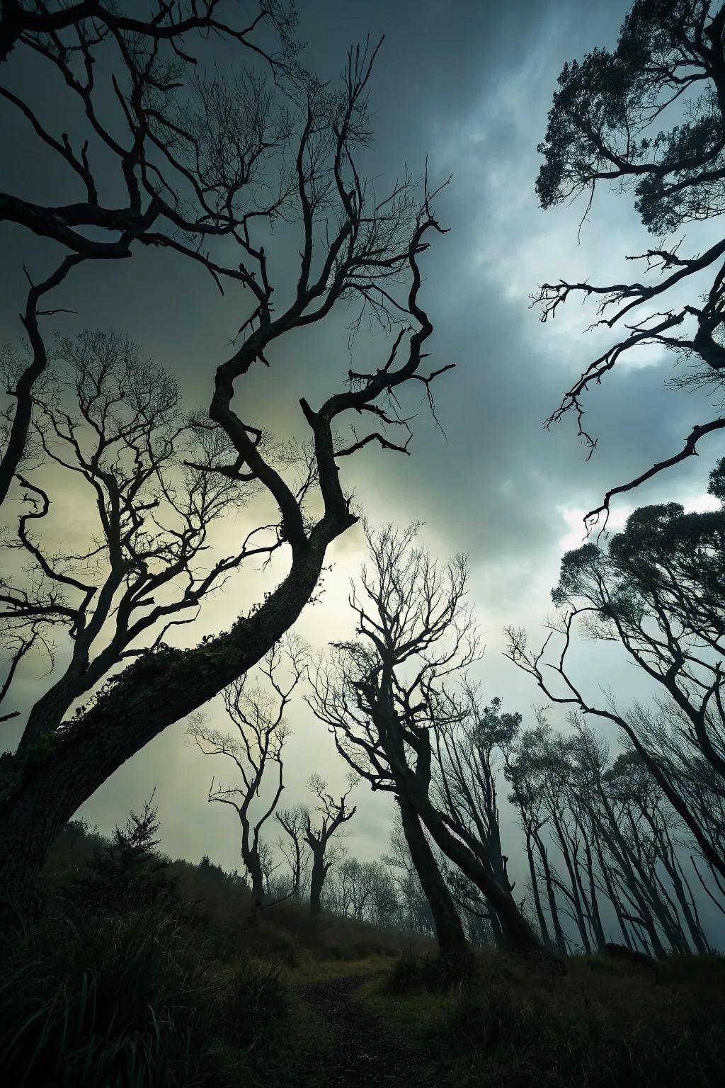 Chilling boughs and timber poster that adds an unsettling element.