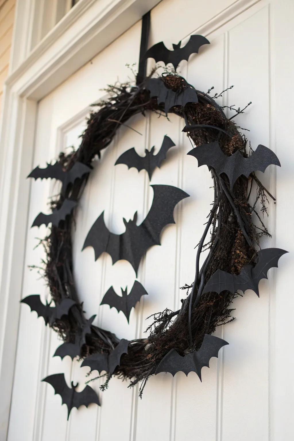 Go batty over this uncomplicated, striking bat-themed wreath.