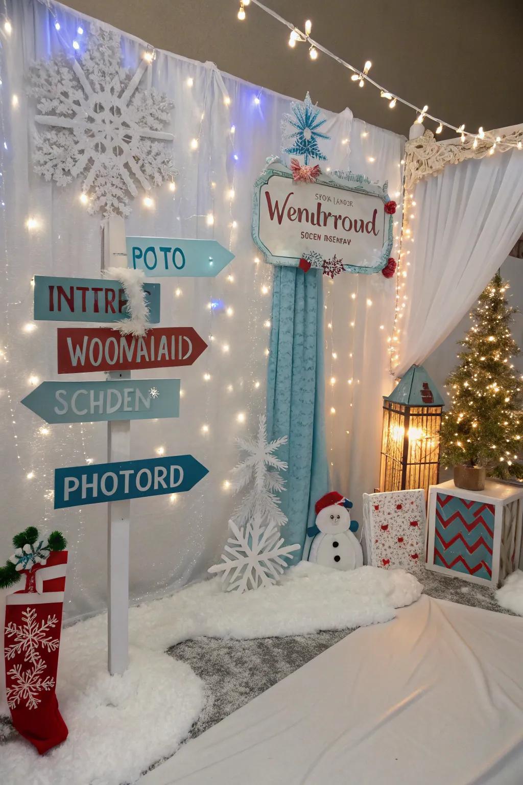 Record unforgettable moments in a magical winter wonderland photo corner.