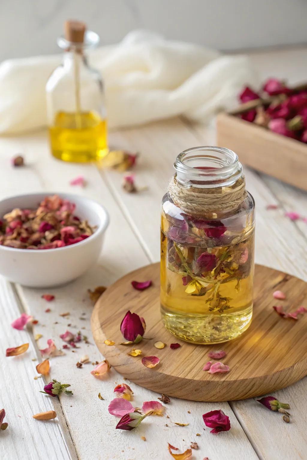 Indulge in the exquisite simplicity of a rose petal-infused lip treatment, turning every use into a spa experience.