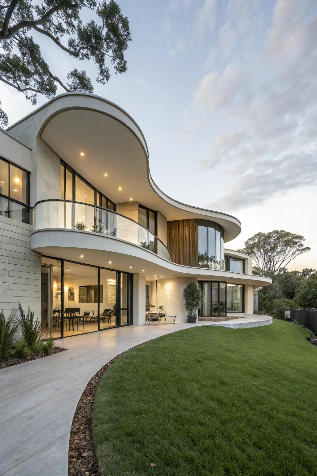 A modern home showcasing striking architectural forms that make it stand out.